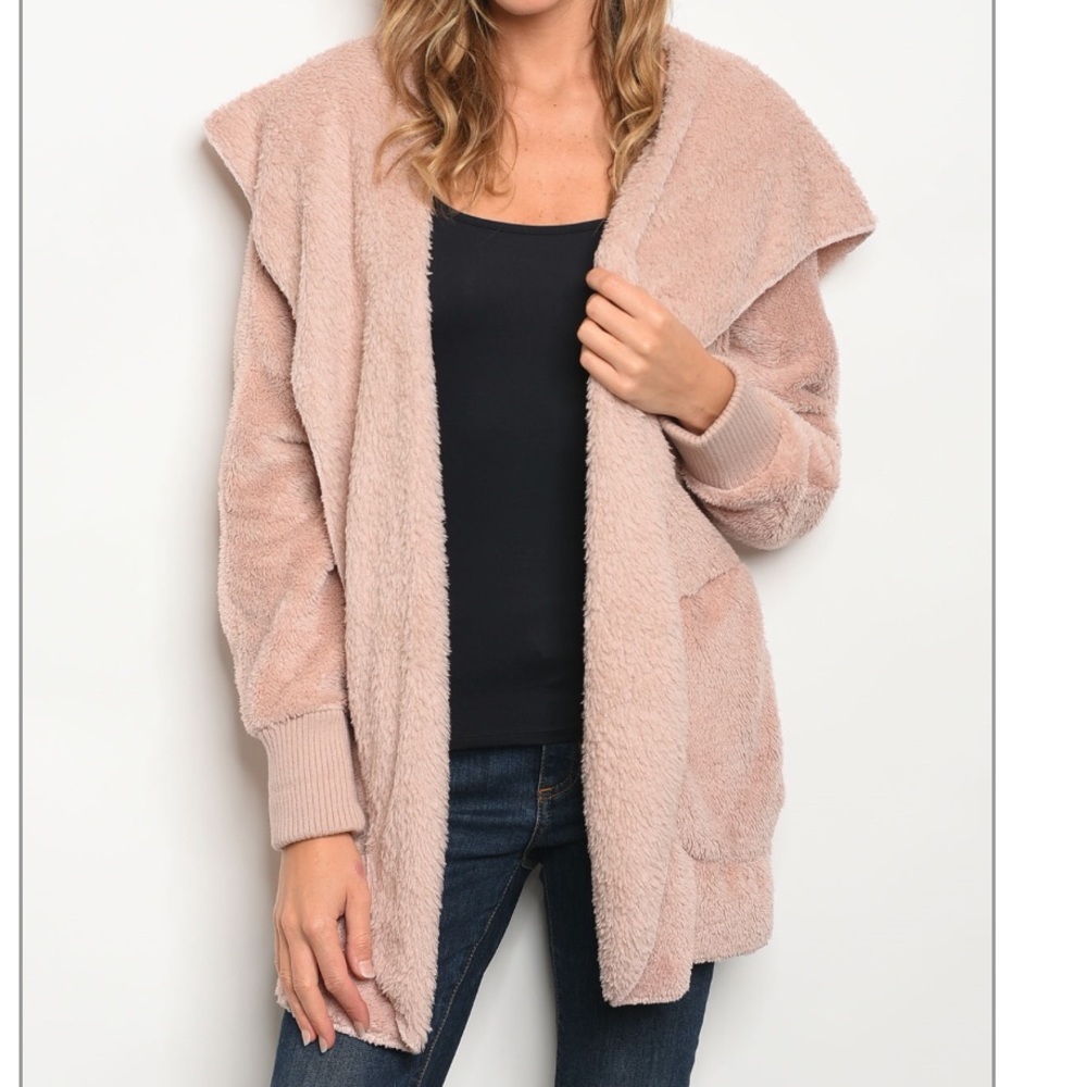 ❄️Winter Blush Sherpa Hoodie Jacket ❄️ Sale - Picture 5 of 7